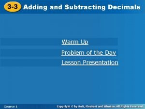 3 3 Adding and Subtracting Decimals Warm Up