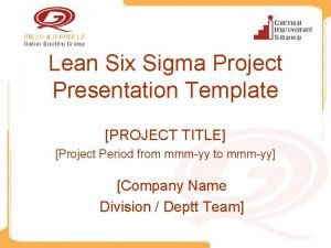 Pilot plan template six sigma