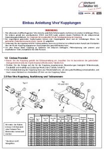 Einbau Anleitung Viva Kupplungen WARNUNG Alle rotierenden kraftbertragenden