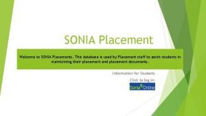 Sonia database Sonia database
