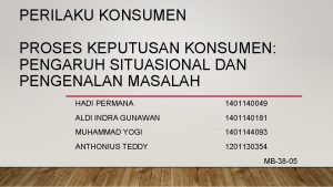 Problem recognition adalah Problem recognition adalah
