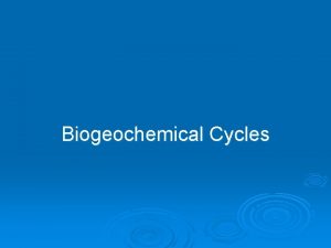 Biogeochemical Cycles Objectives Identify and describe the flow