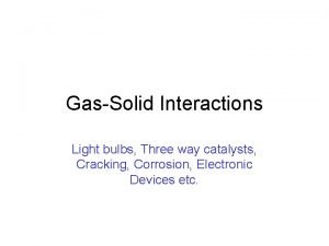 GasSolid Interactions Light bulbs Three way catalysts Cracking