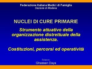 Federazione Italiana Medici di Famiglia Sezione di Modena