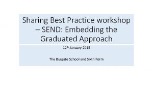 Sharing Best Practice workshop SEND Embedding the Graduated