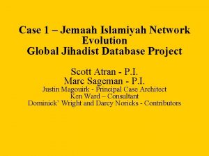 Case 1 Jemaah Islamiyah Network Evolution Global Jihadist