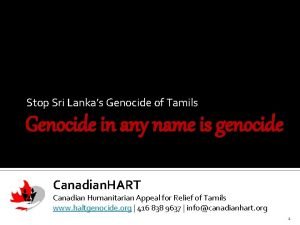 Stop Sri Lankas Genocide of Tamils Genocide in