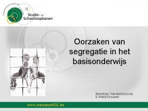 Oorzaken van segregatie in het basisonderwijs Anneloes Vandenbroucke