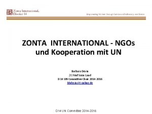 ZONTA INTERNATIONAL NGOs und Kooperation mit UN Barbara