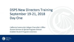 DSPS New Directors Training September 19 21 2018