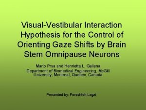 VisualVestibular Interaction Hypothesis for the Control of Orienting