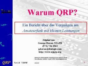 Warum QRP Ein Bericht ber das Vergngen am