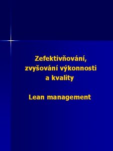 Lean management definice Lean management definice