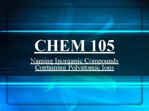 Ionic compounds containing polyatomic ions