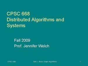 CPSC 668 Distributed Algorithms and Systems Fall 2009