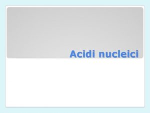 Acidi nucleici Struttura del DNA Nucleotidi zucchero desossiribosio