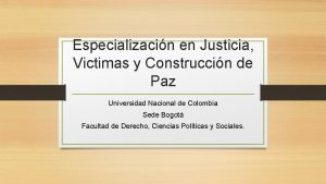 Especialización en justicia victimas y construccion de paz