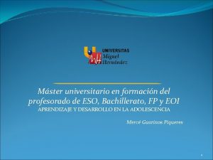 Mster universitario en formacin del profesorado de ESO