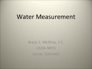 Water Measurement Brady S Mc Elroy P E