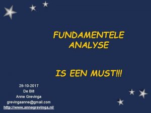 FUNDAMENTELE ANALYSE IS EEN MUST 28 10 2017