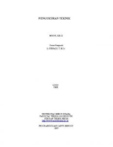 PENGUKURAN TEKNIK MODUL KE12 Dosen Pengasuh Ir PIRNADI