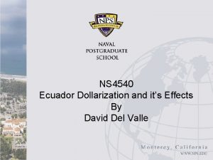 NS 4540 Ecuador Dollarization and its effects Ecuador