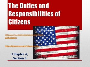 What are the duties and responsibilities of citizens