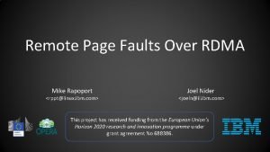 Remote Page Faults Over RDMA Mike Rapoport rpptlinux