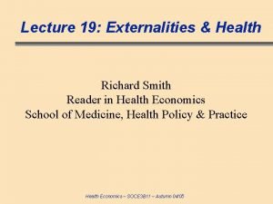 Health externalities