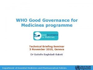 Good governance of medicine