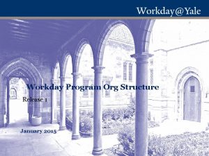 Workday Program Org Structure Release 1 January 2015