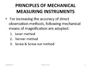 Measuring instruments in mechanical