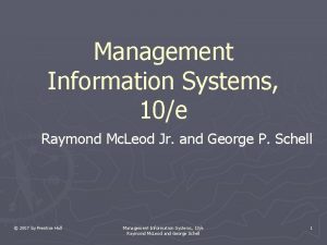 Management Information Systems 10e Raymond Mc Leod Jr