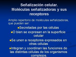 Sealizacin celular Molculas sealizadoras y sus receptores Amplio