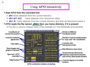 1 Using AFNI Interactively Start AFNI from the 1 Using AFNI Interactively Start AFNI from the