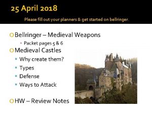 25 April 2018 Please fill out your planners