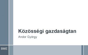 Kzssgi gazdasgtan Andor Gyrgy BME Elsz Kzssgi gazdasgtan