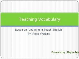 Vocabulary learning techniques