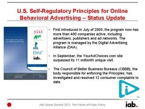 U S SelfRegulatory Principles for Online Behavioral Advertising