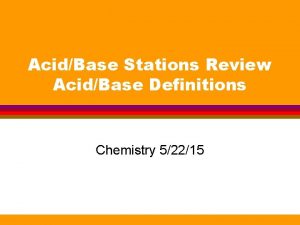 AcidBase Stations Review AcidBase Definitions Chemistry 52215 Drill