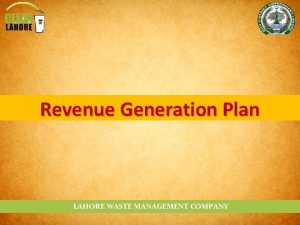 Revenue generation plan