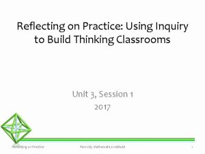 Reflecting on Practice Using Inquiry to Build Thinking