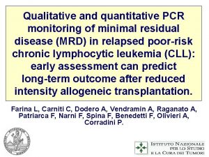 Minimal residual disease