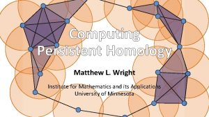 Computing Persistent Homology Matthew L Wright Institute for