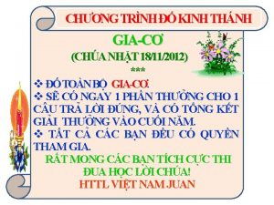 CHNG TRNH KINH THNH GIAC CHA NHT 18112012