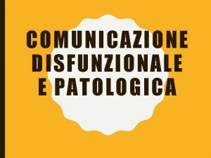 Comunicazione disfunzionale