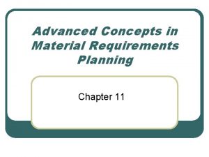 Material requirements planning concepts