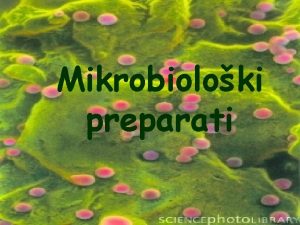 Mikrobioloki preparati Mikrobioloki preparati mikrobioloke preparate pravimo u