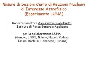 Misure di Sezioni durto di Reazioni Nucleari di