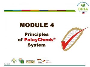 MODULE 4 Principles of Palay Check System 02